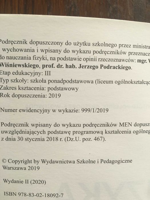 Fizyka 1, klasa 1, WSiP