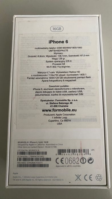 Złoty iPhone 6- nowy LCD i bateria