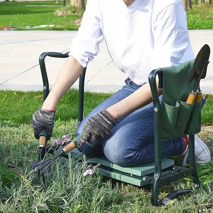 Taboret Ogrodowy Klęcznik Krzesło Do Ogrodu Składane 2w1 + Organizer