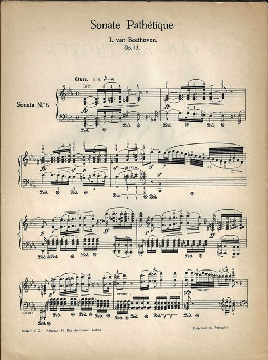 Piano - Beethoven - Patética - Sonata n.º 8 op.13 - Partitura com Revisão do Prof Campos Coelho