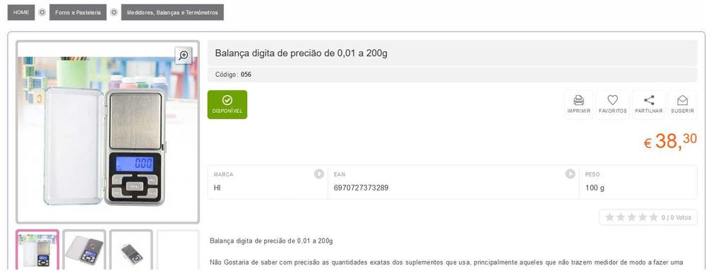 Balança Precisão digital | 0,01g até 500g | Nova