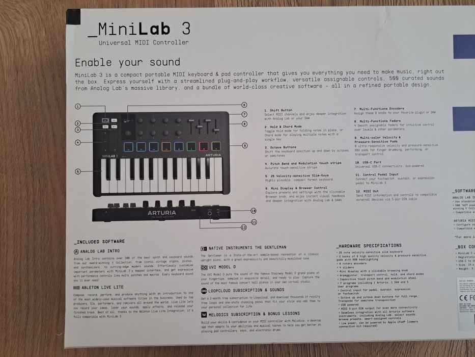 Arturia MiniLab 3 Controlador MIDI (Como Novo)