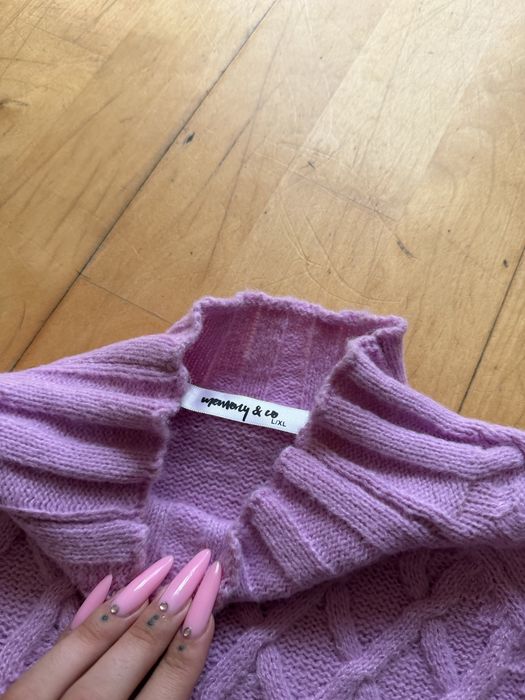 Fioletowy lilowy sweterek damski L/XL jesień zima
