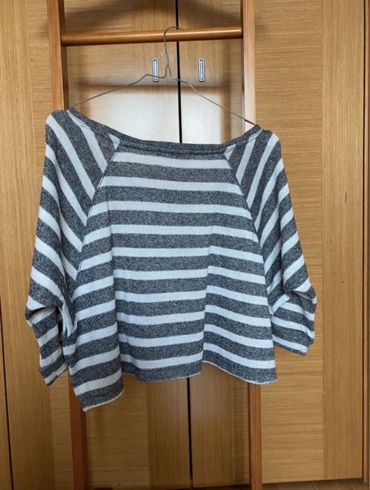 Camisola Riscas Branca e Cinzenta