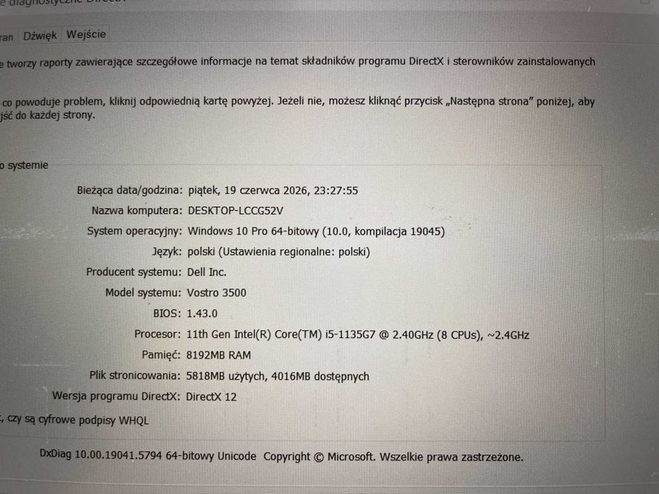 Laptop DELL Vostro 3500 15.6" i5-1135G7 8GB RAM 512GB SSD