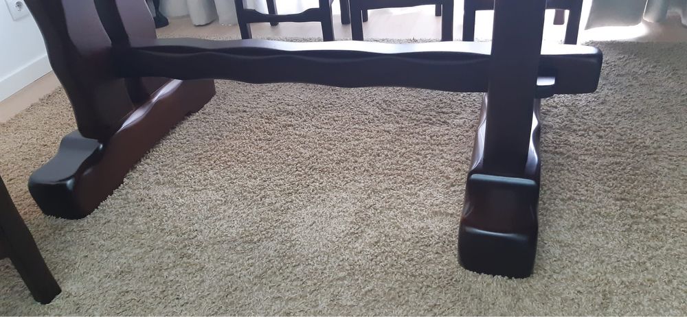 Mobilia sala de jantar madeira Tola mesa 6 cadeiras e móvel