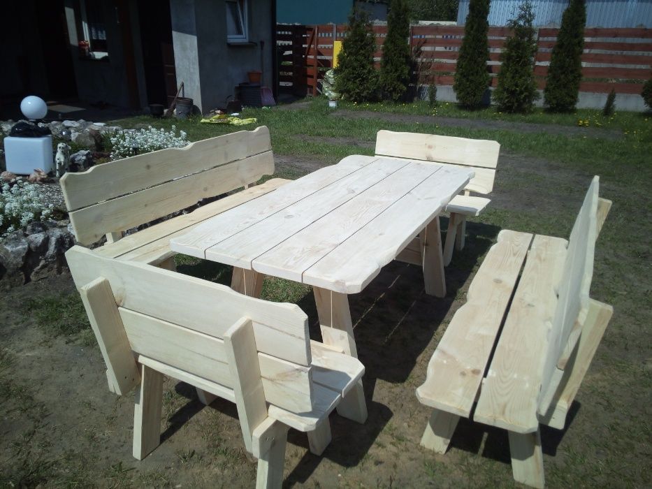 Meble Ogrodowe Stół i 2 ławki drewniane 170cmx80cm  Promocja 1100zł