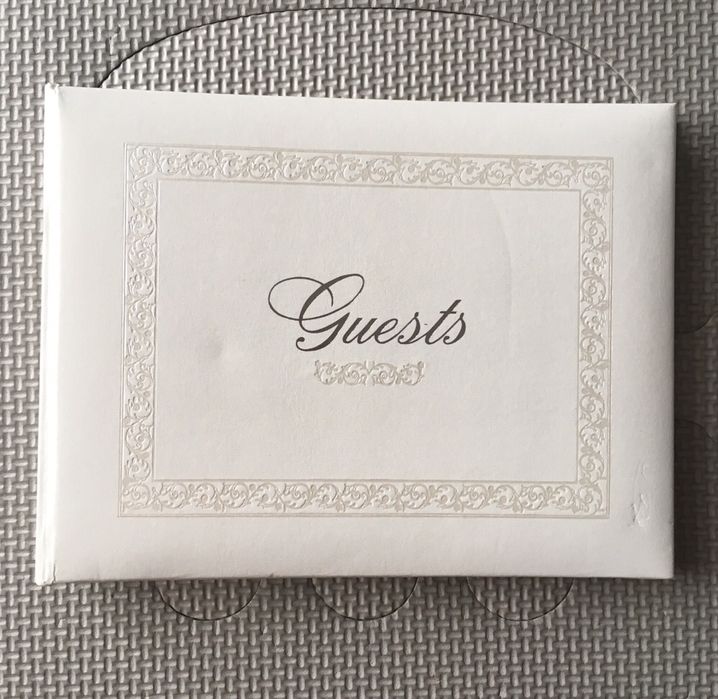 Księga gości po angielsku Guest Book biała skóra ślub wesele