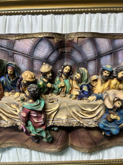 Quadro Decorativo – A Santa Ceia em Alto-Relevo