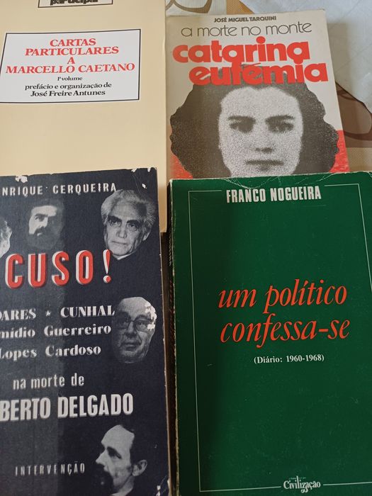 Lote de livros marcelo caetano, catarima eufemia, franco nogueira