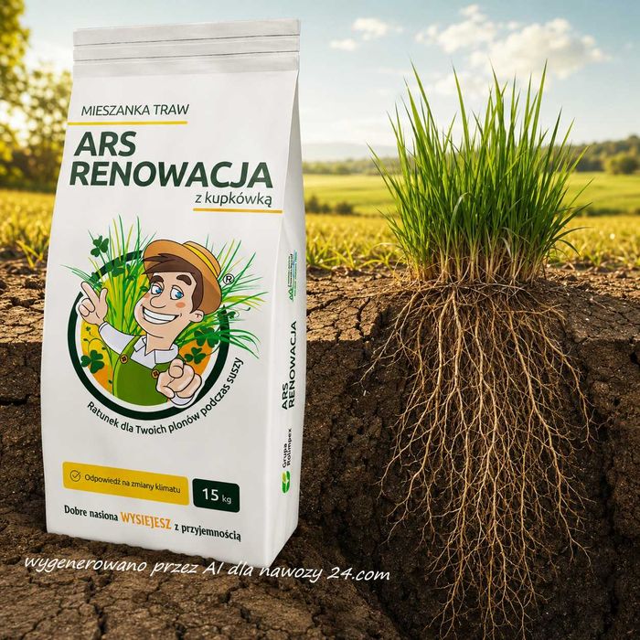 ARS Renowacja, mieszanka traw z kupkówka, ilość 15 kg na suche gleby