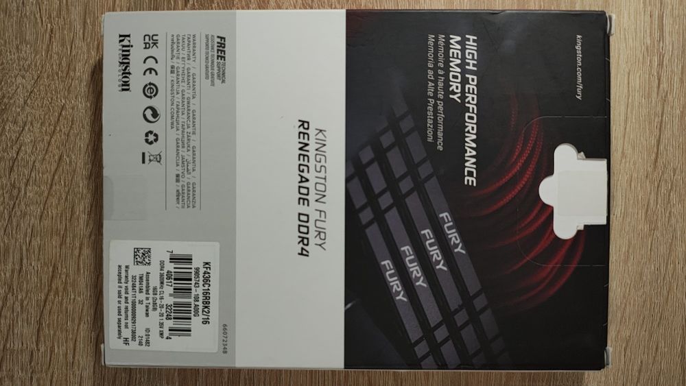 Память DDR4 16GB (2x8GB kit) Kingston Fury Renegade 3600 MHz