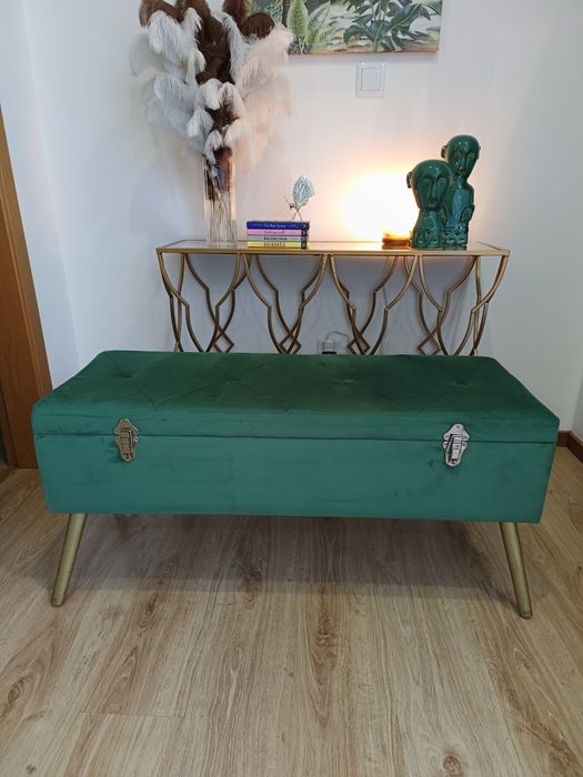 Banqueta veludo verde esmeralda