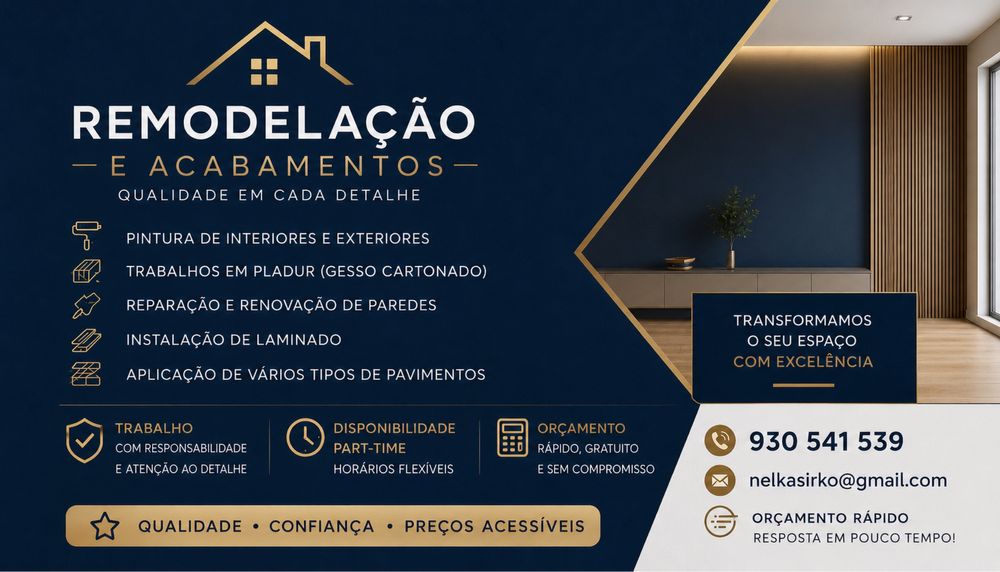 Serviços de Remodelação e Acabamentos (Part-Time)