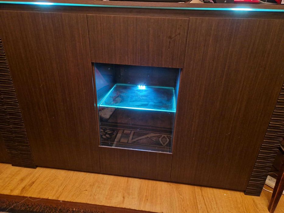 Meble, komoda  witryna RTV + słupek witryna + podświetlenie LED