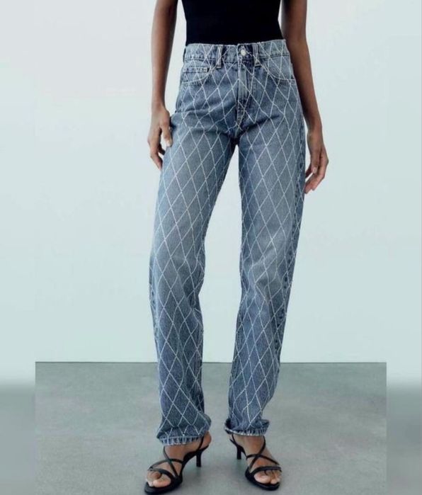 Джинси zara 34 стрази камінці