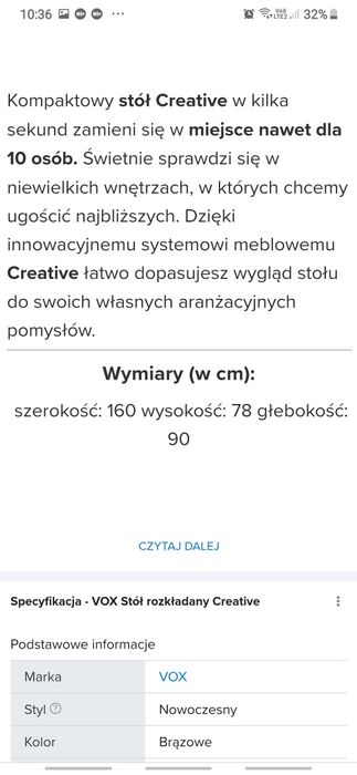 Stół Vox creative nowy 160/90 okazja