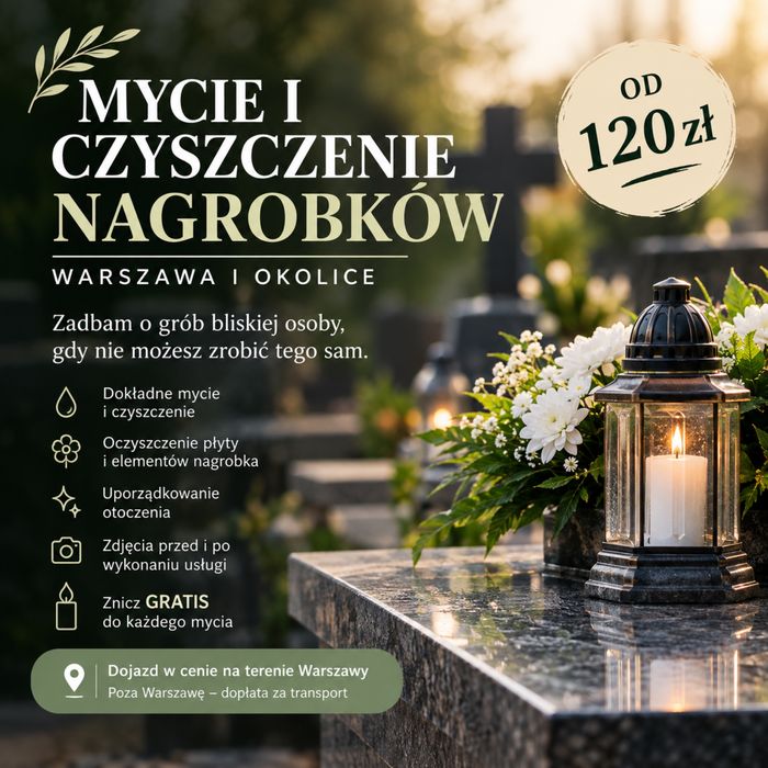 Mycie i czyszczenie nagrobków – WARSZAWA I OKOLICE