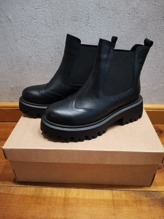 Зимние кожаные ботинки челси, размер 37