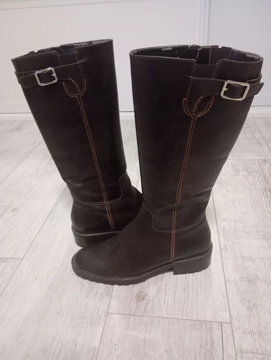 Kozaki skóra brązowe 37