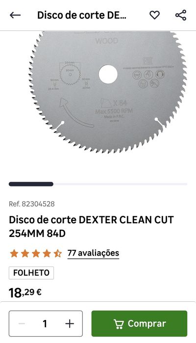 Disco de corte para serra de esquadria