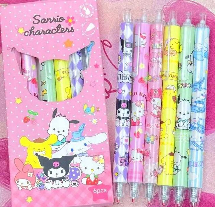 6 szt. długopisów Kuromi Cinnamoroll Pompompurin My Melody Hello Kitty