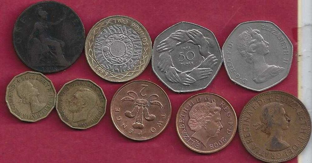 MOEDAS  DA INGLATERRA   Lote de 9  Moedas  Interessantes