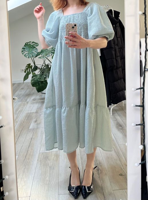 sukienka midi w paski vintage cute coquette autumn jesień S