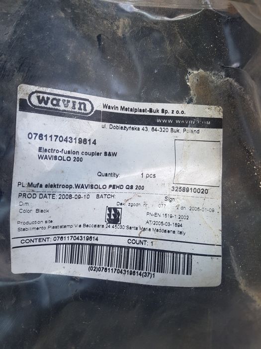 Wavin mufa wavisolo PE80 QS 200 fi 200 fi 160 250