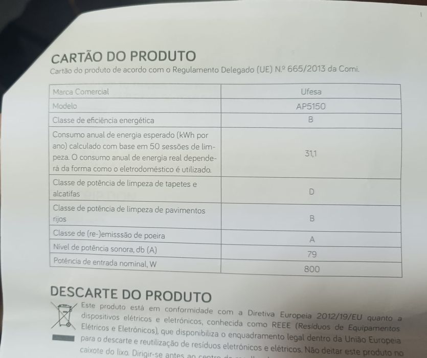 Aspirador UFESA a água