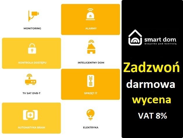 Montaż Kamer Monitoring CCTV Alarmu systemy alarmowe Napędy do bram