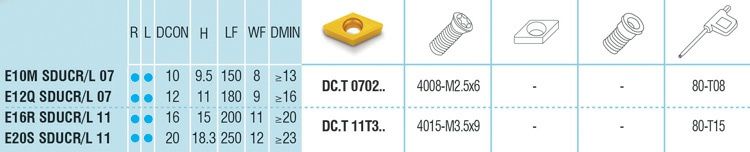 Zestaw wytaczaków  pełnowęglikowych VHM na płytki DCMT z chłodzeniem.