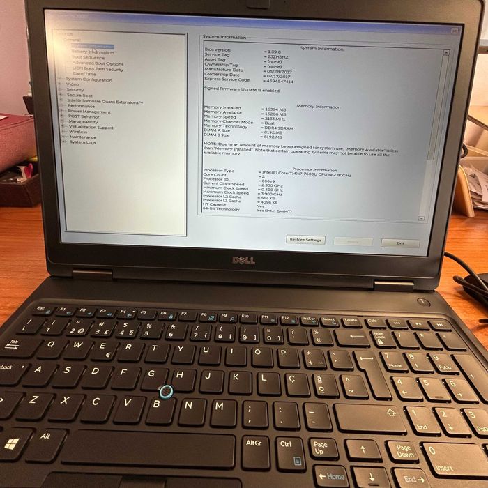 Portátil DELL Latitude 5580 i7 16GB 256GB