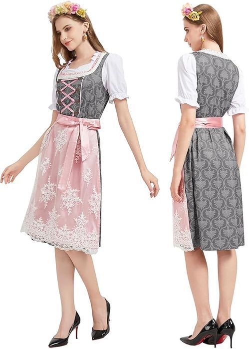 Strój Bawarski Dirndl Oktoberfest z dodatkami, rozmiar M