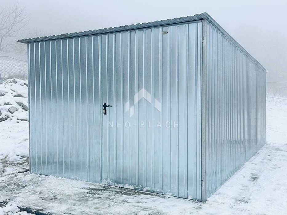 Blaszak - Garaż Blaszany 3X6M Brama - Ocynk Dach Spad W Tył Nb122