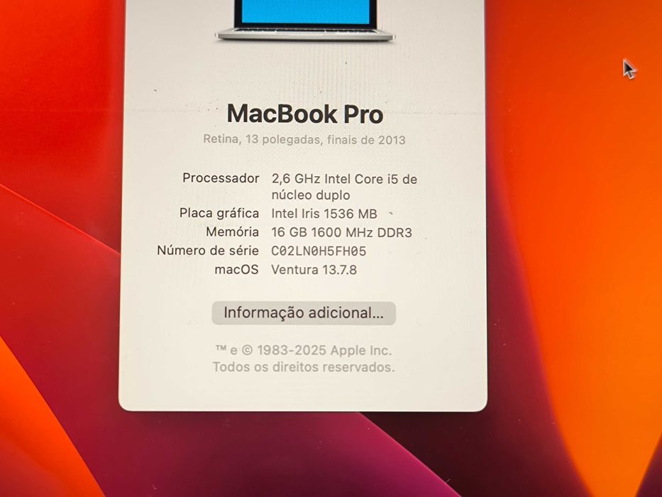 Apple Macbook Pro 13 Retina i5 SSD 256GB 16GB ram # bateria NOVA