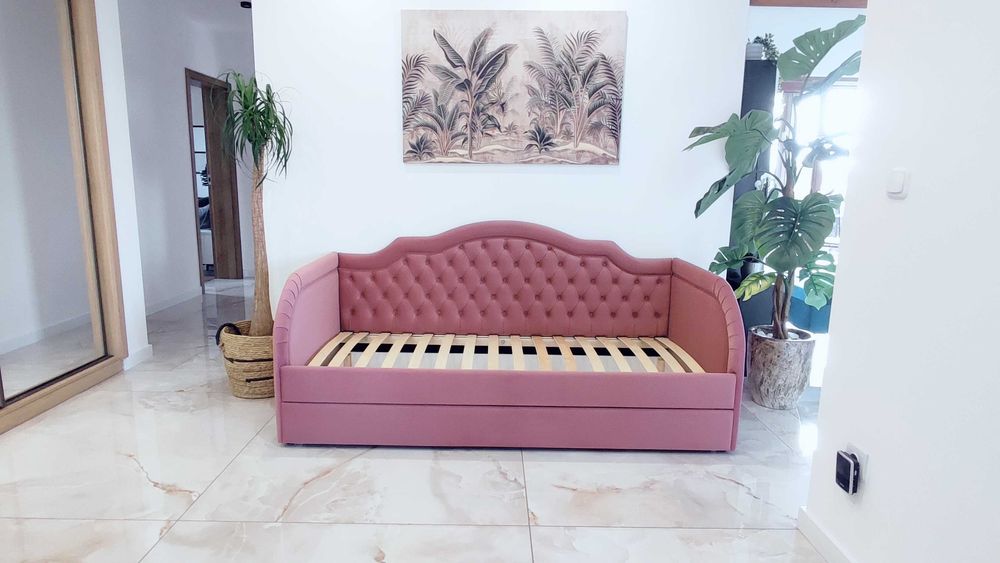 Łóżko tapicerowane dziecięce młodzieżowe z pojemnikiem, szufladą