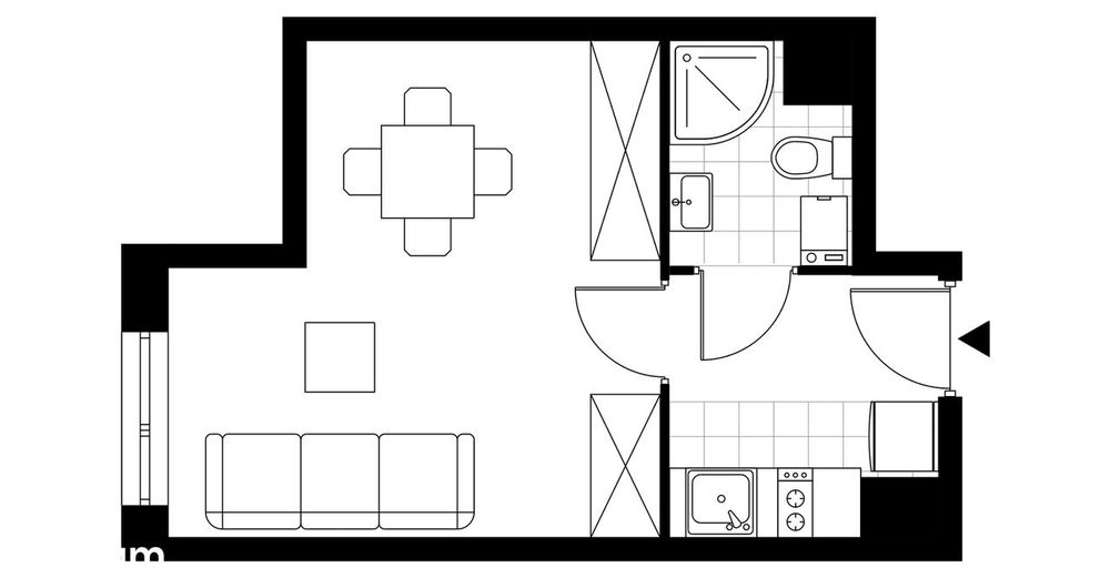 1-pokojowe mieszkanie 23 m² Bezpośrednio - Widok 3