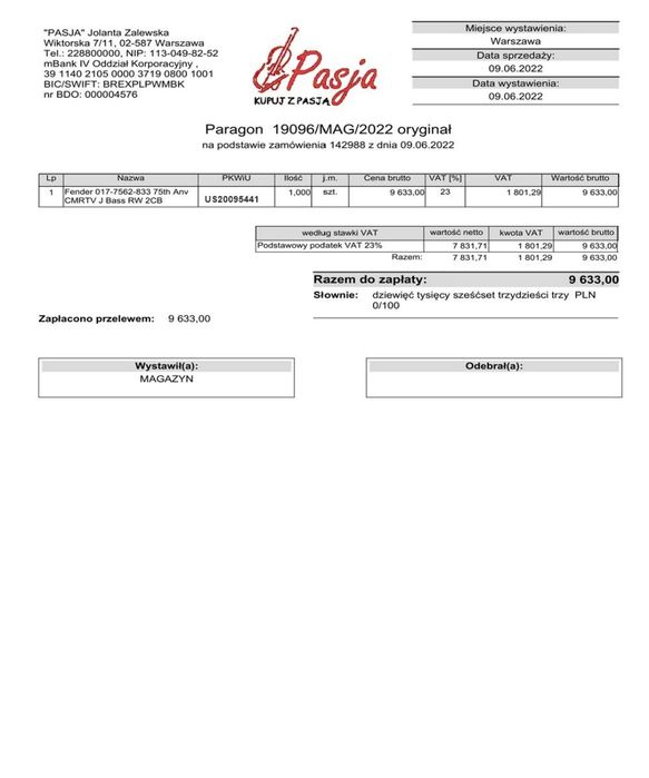 Gitara basowa Fender