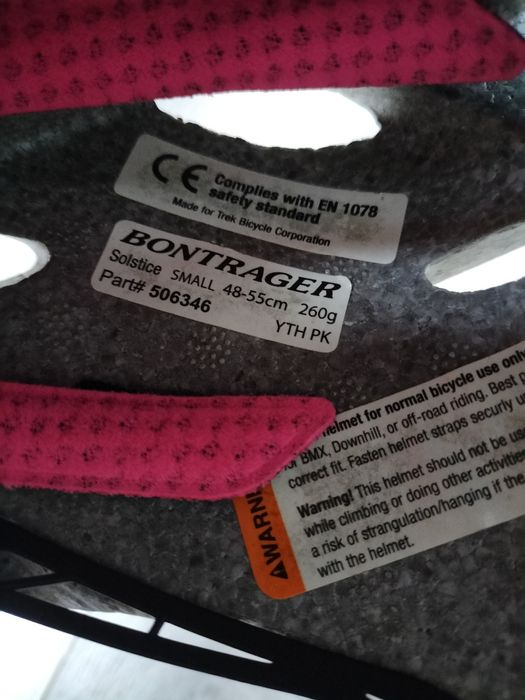 Kask rowerowy dzieciecy, neonowy róż, 48-55 cm, Bontrager