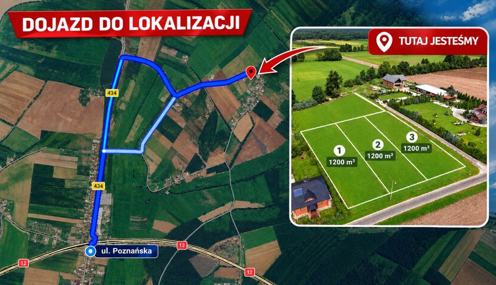 Działka budowlana 2km od GOSTYŃ-OSTROWO