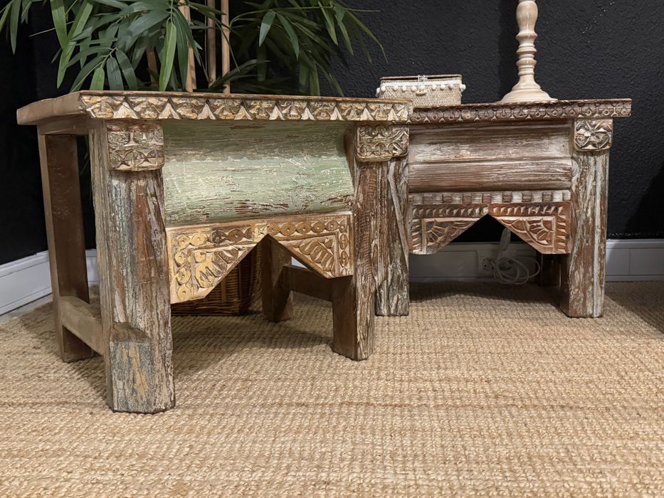 2 aparador, banco, consola, mesa, oriental, indiano, rustico