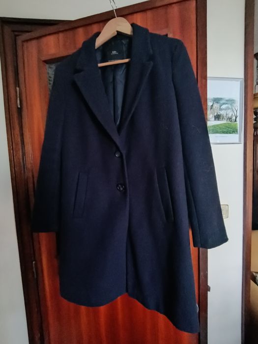 Sobretudo Zara azul escuro Tam. M forrado