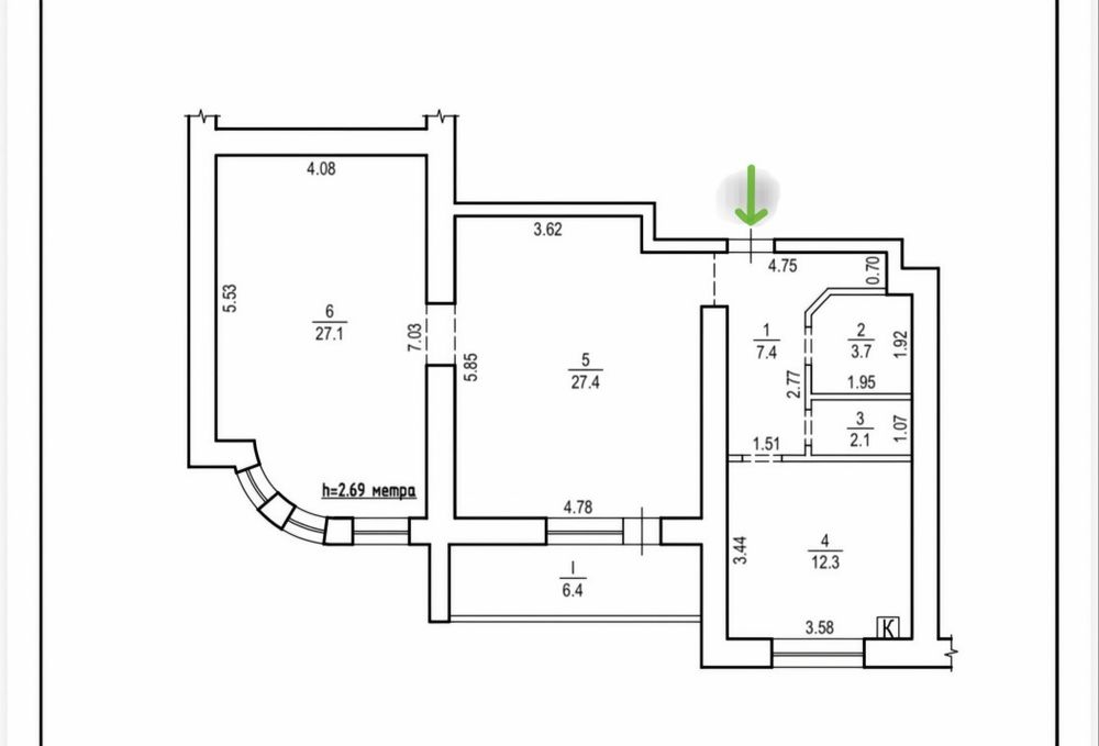 Кращий будинок - Харківська 3/2. Простора 2-кімнатна - 86,4 м². єОселя