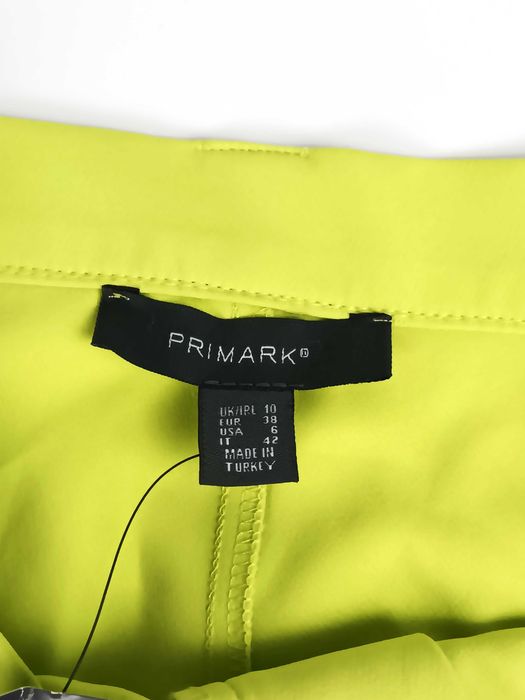 Nowe cienkie limonkowe spodnie damskie cargo wysoki stan Primark M/38