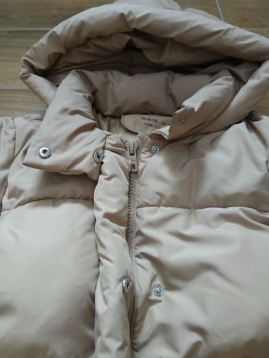 Kurtka zimowa beżowa z kapturem, Zara, r. 140