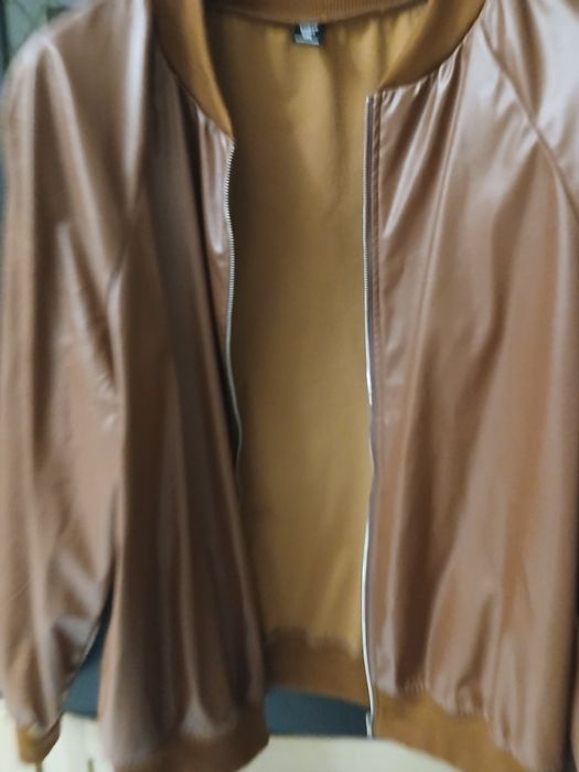 Casaco bomber de couro castanho