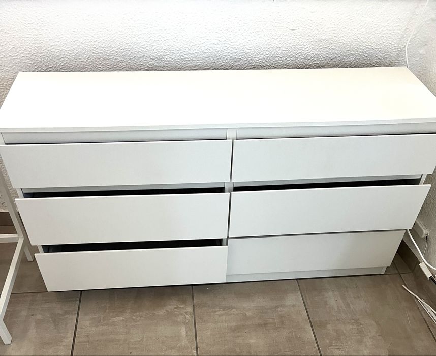 KULLEN Cómoda c/6 gavetas, branco, 140x72 cm