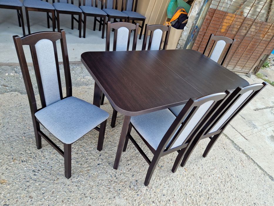 NOWE: Stół 80x140/180 + 6 krzeseł, wenge + szary , dostawa PL