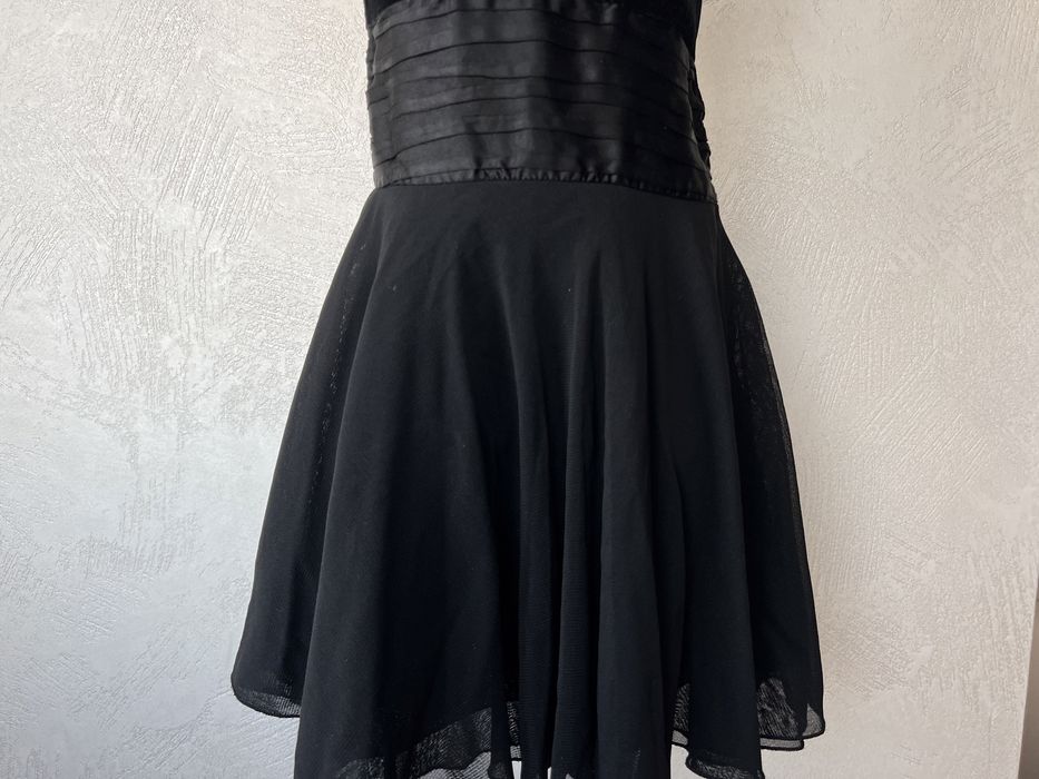 Черное платье для бальных  танцев, сарафан рост 140